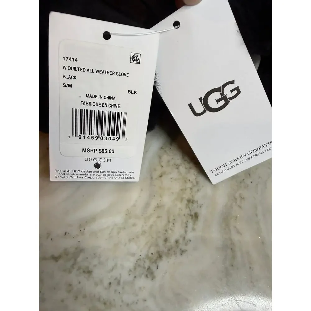 UGG Quilted All Weather Tech Gloves Shearling Sheepskin Black